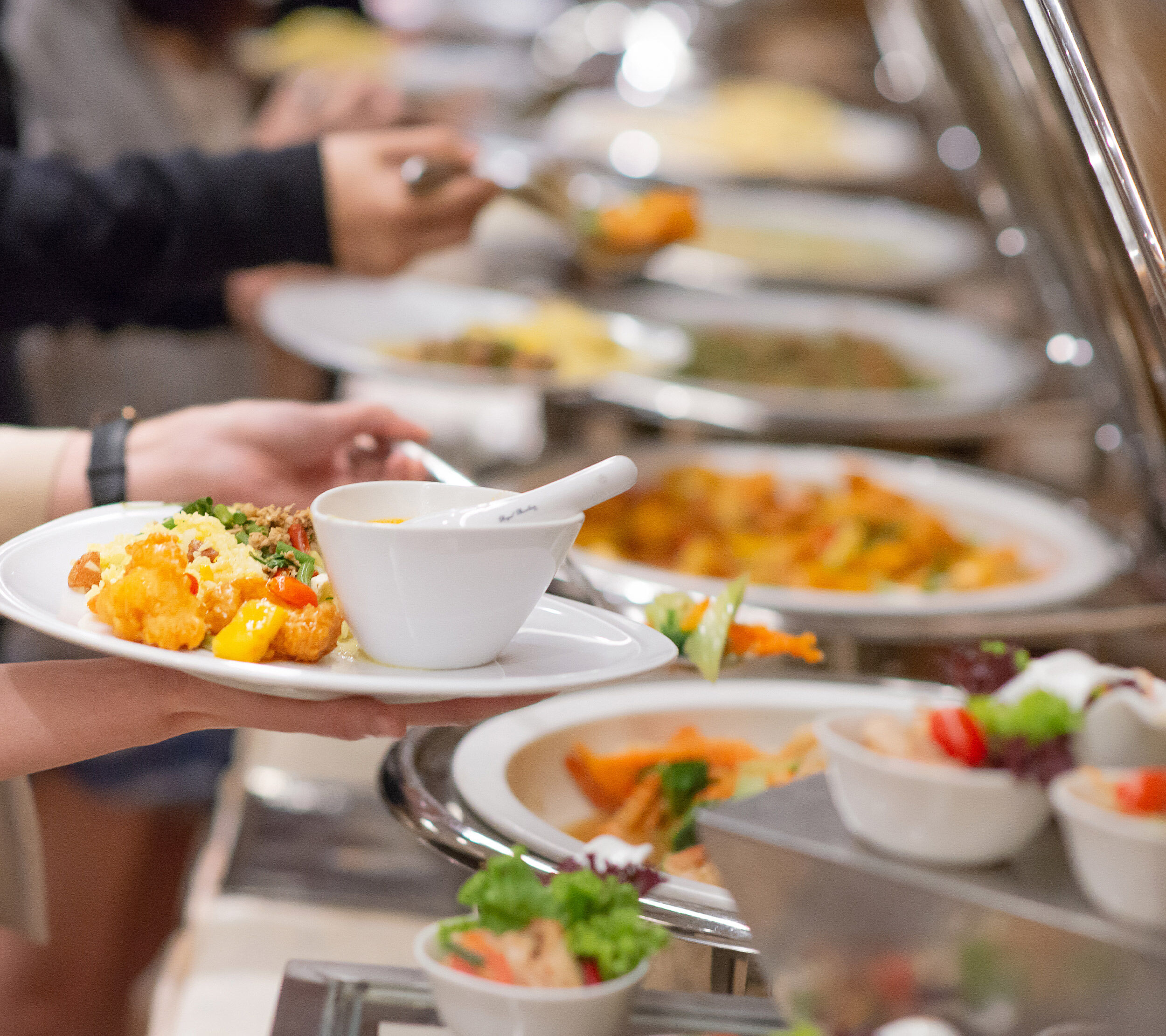 Wedding food corner with curated dishes and elegant setup.